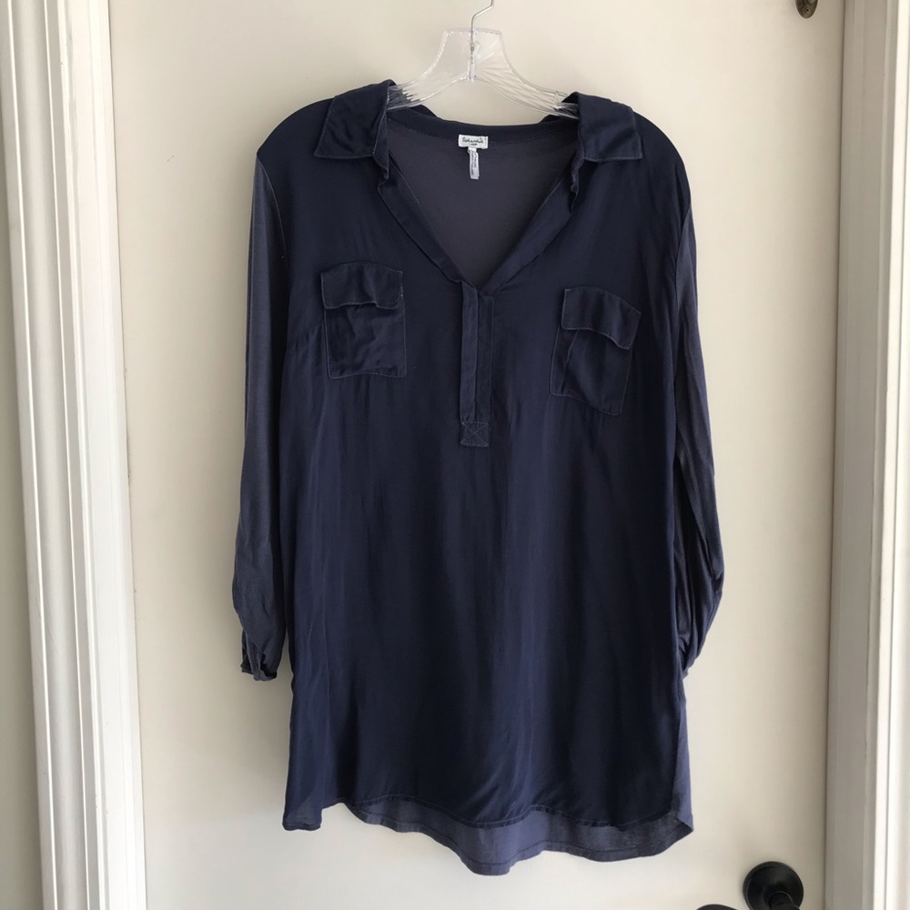 Splendid 3/4 Sleeve Navy Pocket Tunic Tee